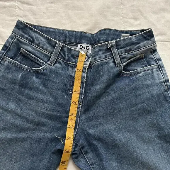 90s D&G designer medium wash jeans flap back pockets casual boot cut fit Size xs - Picture 5 of 8